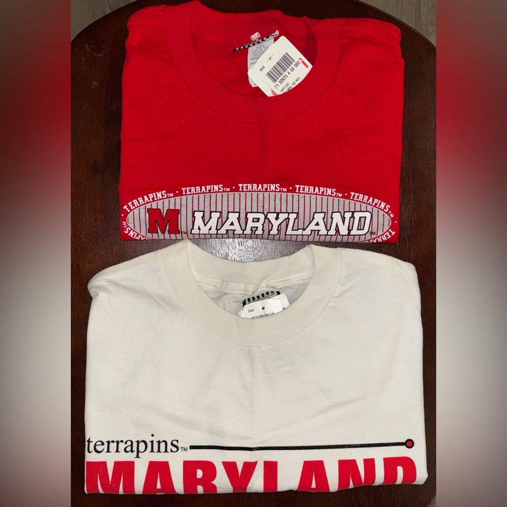 FOOT LOCKER BRAND UNIVERSITY OF MARYLAND LOT OF 2 MENS TSHIRTS SIZE LARGE NWT
